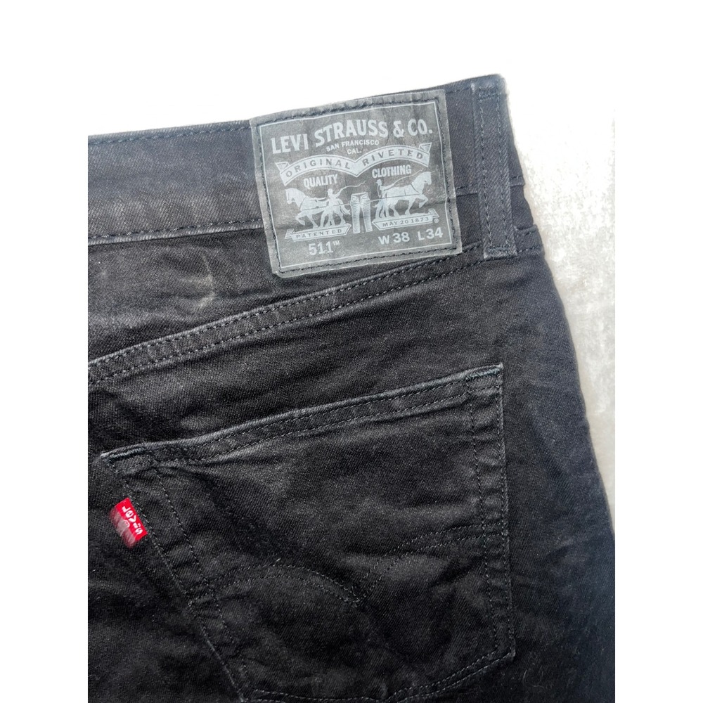 Levis 511 Slim Fit Mens Jeans Black Denim W38 L34 Stretch 5 Pocket Pants